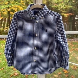 Ralph Lauren - Polo Boys Gingham Button Down Shirt - 3T - Navy